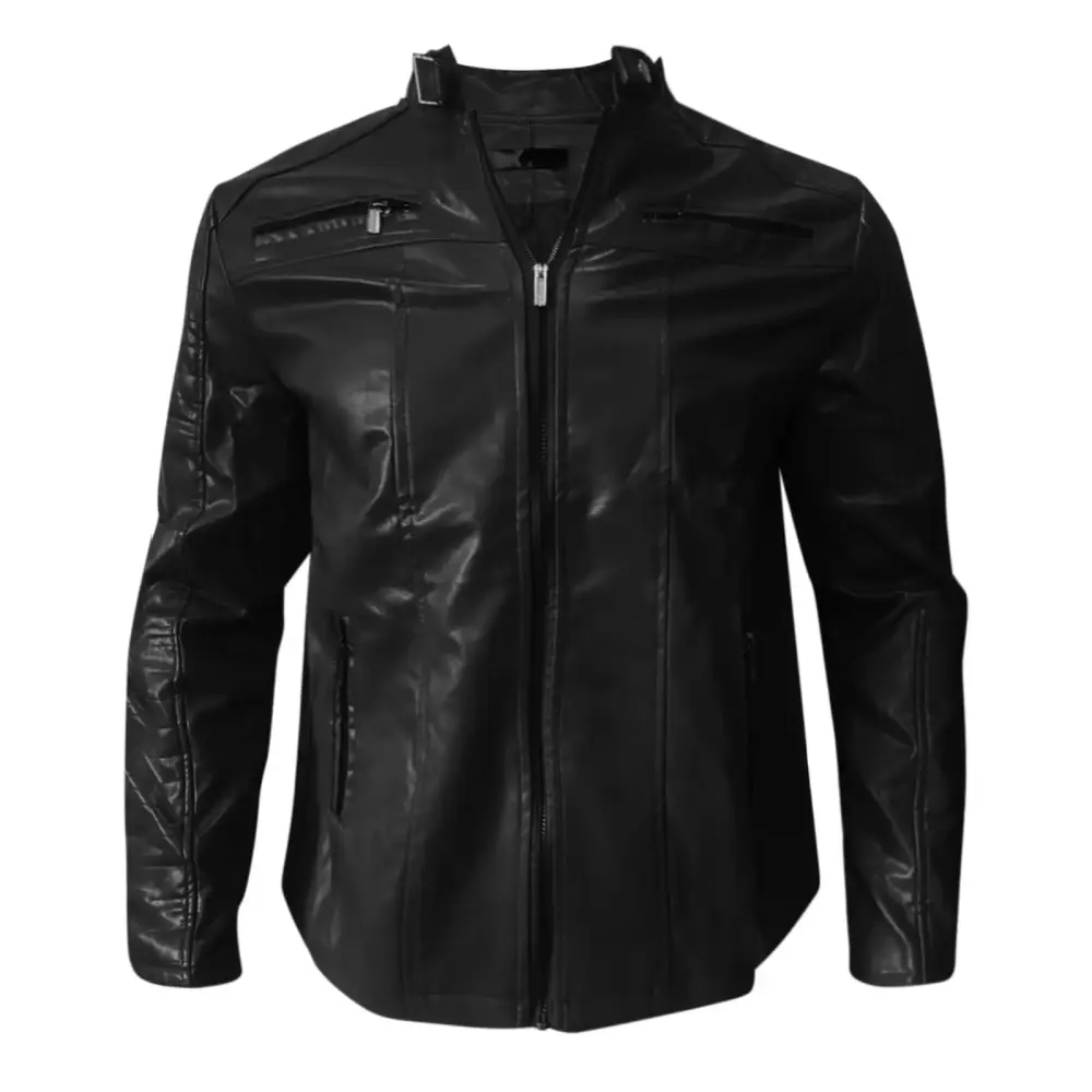 Rgdypko Men's Casual Spring Fall Windbreaker Coat Fashion Motorcycle Riding Leather Windproof Rainproof Solid Color Zipper Style Daily Leisure Jackets