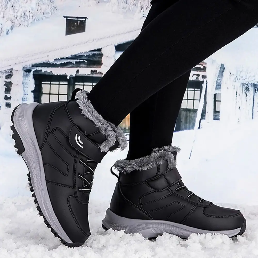 GUGUbb women's warm boots fashion warm casual new thickened cotton boots couple outdoor boots.Black