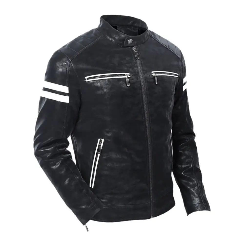 Dr.Eam Men Jacket And Winter Big Size Pu Pig Flocking Leather Jacket Motorcycle Embroidery Plus Jacket Thick Winter Coat Athletic Outfits Sportswear Black L