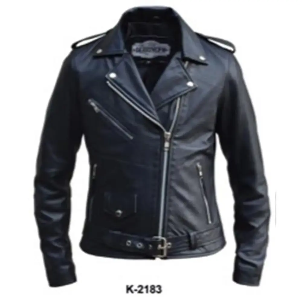 Derringer 6832-00-BLK-L Ladies Derringer Premium Lambskin Motorcycle Jacket, Black - Large