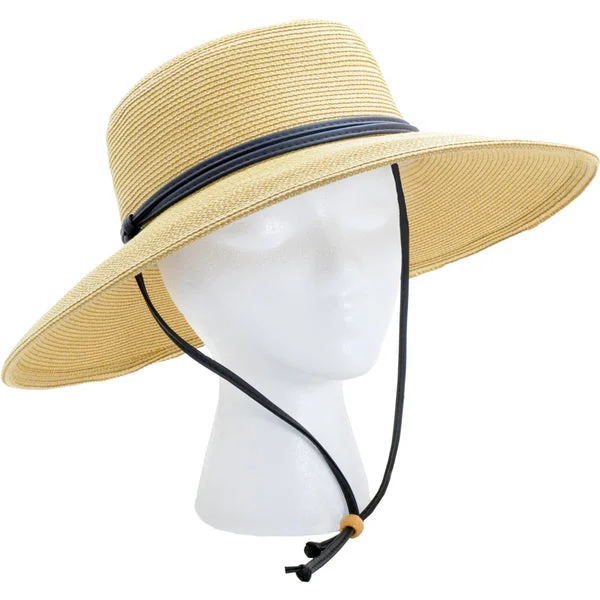 Sloggers Women's Wide Brim Braided Sun Hat UPF 50+ Light Brown