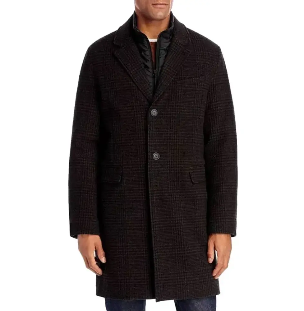 Marc New York by Andrew Marc Men's Rigel Wool Stand Collar Jacket with Bib Insert. Brown/Black. XX-Large