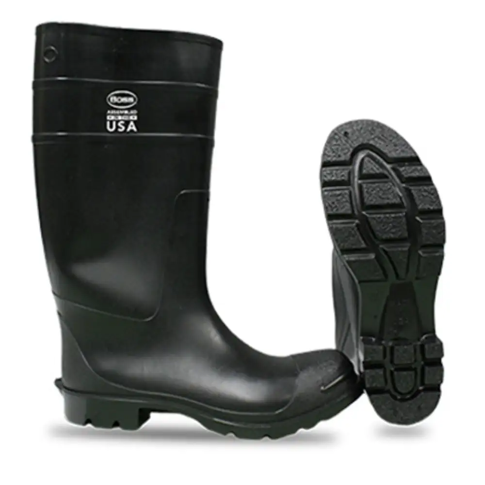 Boss 2KP396208 Knee Plain Toe Boot Black 8 x 16 Inch Work Boots
