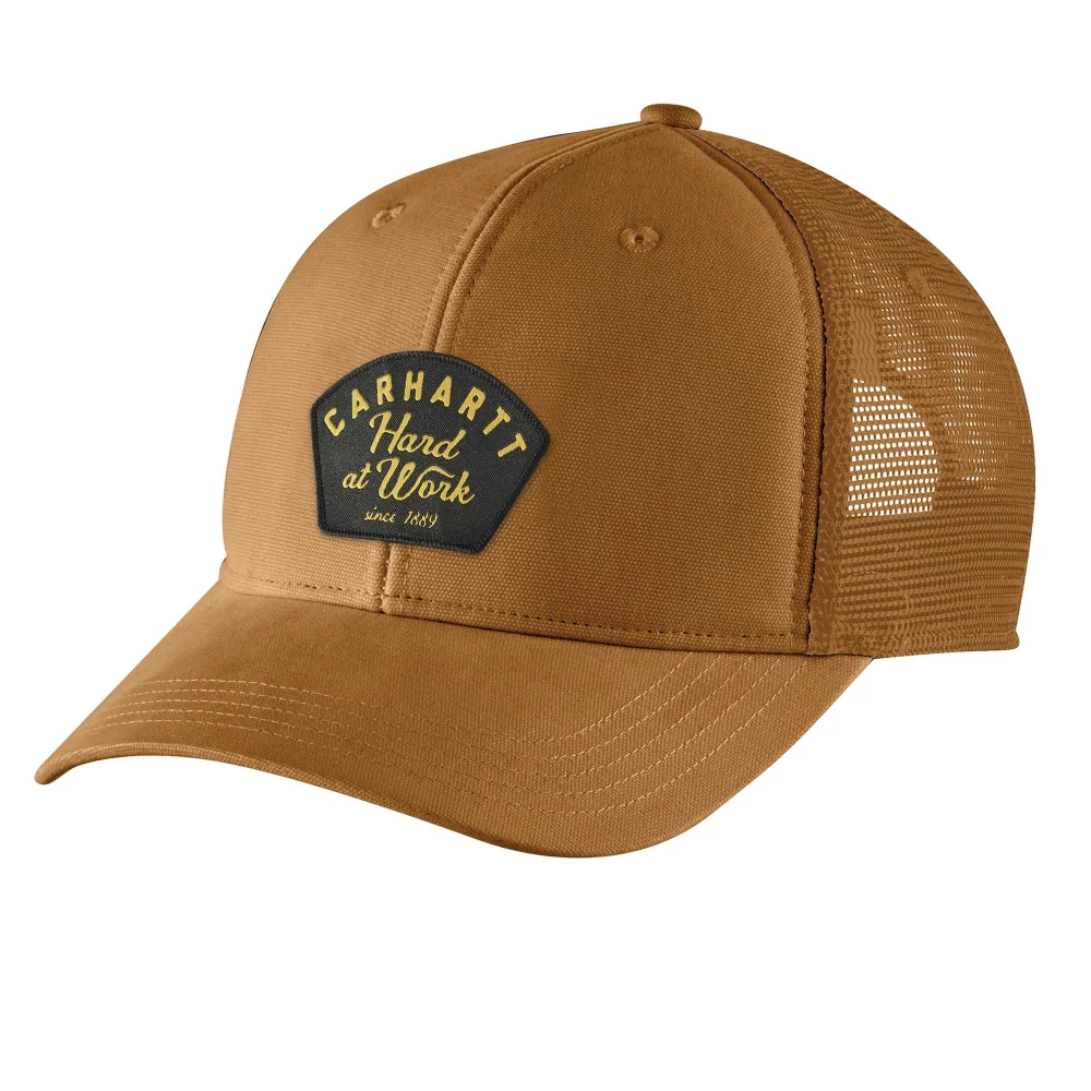 Carhartt Canvas Mesh-Back Work Patch Cap - Durable Adjustable Hat for Men and Women