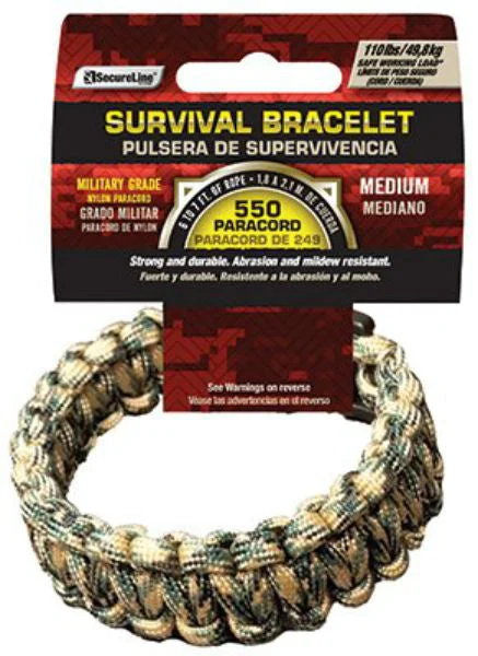 SecureLine NPCB550CM Military Grade 550 Survival Bracelet Camouflage Medium Durable Paracord Bracelet