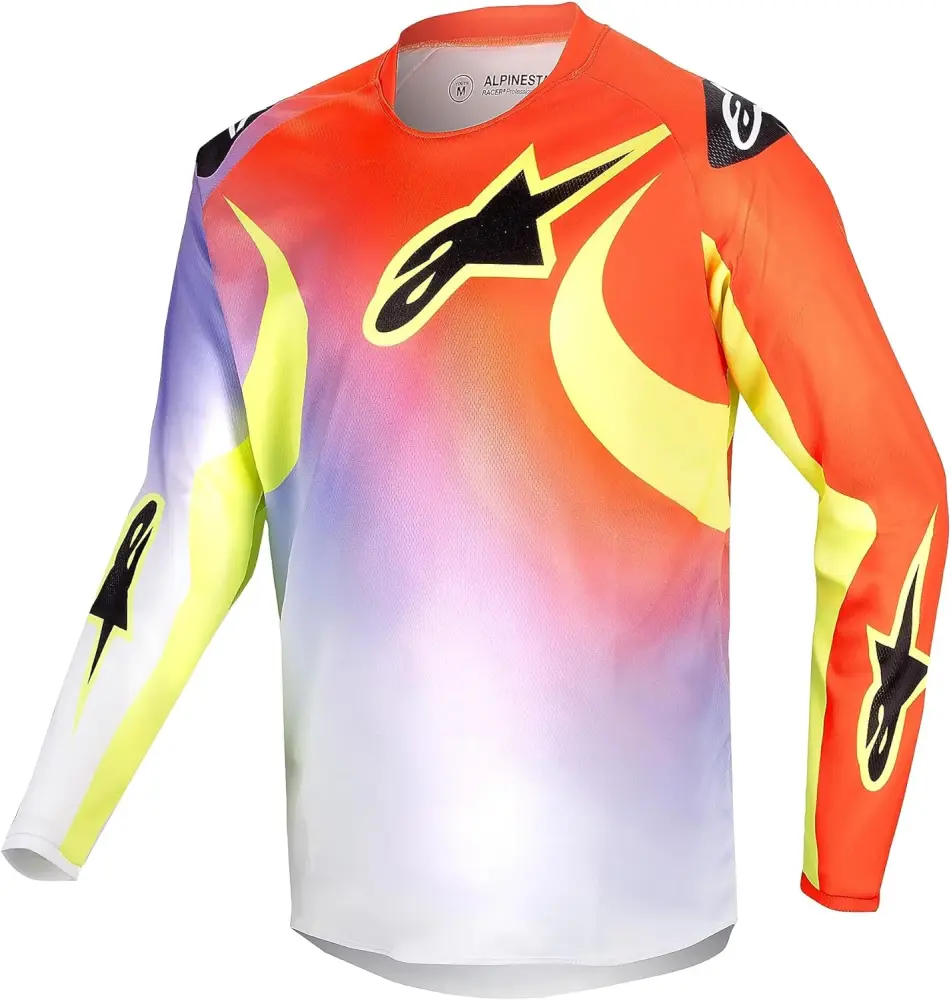 Alpinestars Racer Lucent Youth Jersey (Large. White/Neon Red/Yellow Fluo)
